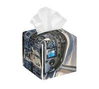 Pu Leather Cube Tissue Box Holders Modern Waterproof Square Tissue Box Cover Airplane Cockpit Facial Paper Holder for Bathroom Kitchen Nightstand Office Home Decor
