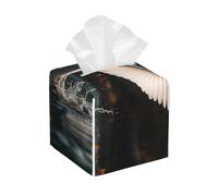 Pu Leather Cube Tissue Box Holders Modern Waterproof Square Tissue Box Cover An Egret In The Water Facial Paper Holder For Bathroom Kitchen Nightstand Office Home Decor