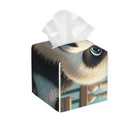 Pu Leather Cube Tissue Box Holders Modern Waterproof Square Tissue Box Cover Anime Panda Face Facial Paper Holder for Bathroom Kitchen Nightstand Office Home Decor