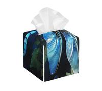 Pu Leather Cube Tissue Box Holders Modern Waterproof Square Tissue Box Cover Art Blue Dragonfly Facial Paper Holder For Bathroom Kitchen Nightstand Office Home Decor