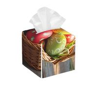 Pu Leather Cube Tissue Box Holders Modern Waterproof Square Tissue Box Cover Basket and Easter Eggs Facial Paper Holder for Bathroom Kitchen Nightstand Office Home Decor