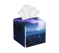 Pu Leather Cube Tissue Box Holders Modern Waterproof Square Tissue Box Cover Beautiful Jellyfish Facial Paper Holder for Bathroom Kitchen Nightstand Office Home Decor