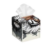 Pu Leather Cube Tissue Box Holders Modern Waterproof Square Tissue Box Cover Black And White Doodle Tiger Facial Paper Holder For Bathroom Kitchen Nightstand Office Home Decor