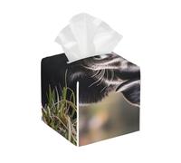 Pu Leather Cube Tissue Box Holders Modern Waterproof Square Tissue Box Cover Black Labrador Puppy Facial Paper Holder for Bathroom Kitchen Nightstand Office Home Decor