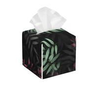 Pu Leather Cube Tissue Box Holders Modern Waterproof Square Tissue Box Cover Black Pink Green Leaves Facial Paper Holder For Bathroom Kitchen Nightstand Office Home Decor