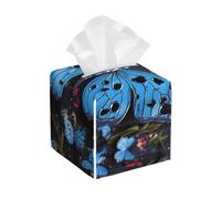Pu Leather Cube Tissue Box Holders Modern Waterproof Square Tissue Box Cover Blue Butterfly Facial Paper Holder For Bathroom Kitchen Nightstand Office Home Decor