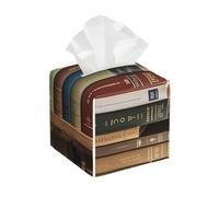 Pu Leather Cube Tissue Box Holders Modern Waterproof Square Tissue Box Cover Books On The Bookshelf Facial Paper Holder for Bathroom Kitchen Nightstand Office Home Decor