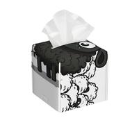 Pu Leather Cube Tissue Box Holders Modern Waterproof Square Tissue Box Cover Cartoon Black White Sheep Facial Paper Holder For Bathroom Kitchen Nightstand Office Home Decor