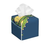 Pu Leather Cube Tissue Box Holders Modern Waterproof Square Tissue Box Cover Cartoon Crocodile Facial Paper Holder For Bathroom Kitchen Nightstand Office Home Decor