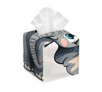 Pu Leather Cube Tissue Box Holders Modern Waterproof Square Tissue Box Cover Cartoon Elephant Facial Paper Holder for Bathroom Kitchen Nightstand Office Home Decor