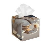 Pu Leather Cube Tissue Box Holders Modern Waterproof Square Tissue Box Cover Cartoon Pug Facial Paper Holder for Bathroom Kitchen Nightstand Office Home Decor