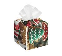 Pu Leather Cube Tissue Box Holders Modern Waterproof Square Tissue Box Cover Christmas Ornaments Facial Paper Holder for Bathroom Kitchen Nightstand Office Home Decor