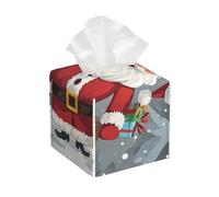 Pu Leather Cube Tissue Box Holders Modern Waterproof Square Tissue Box Cover Christmas Traditional Gnome Facial Paper Holder for Bathroom Kitchen Nightstand Office Home Decor