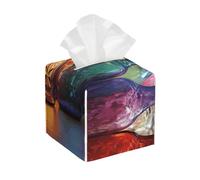 Pu Leather Cube Tissue Box Holders Modern Waterproof Square Tissue Box Cover Colorful Glass Bottle Facial Paper Holder For Bathroom Kitchen Nightstand Office Home Decor