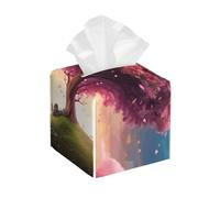 Pu Leather Cube Tissue Box Holders Modern Waterproof Square Tissue Box Cover Colorful Pink Heart Tree Facial Paper Holder For Bathroom Kitchen Nightstand Office Home Decor