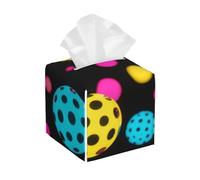 Pu Leather Cube Tissue Box Holders Modern Waterproof Square Tissue Box Cover Colorful Polka Dot Facial Paper Holder for Bathroom Kitchen Nightstand Office Home Decor