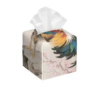 Pu Leather Cube Tissue Box Holders Modern Waterproof Square Tissue Box Cover Colorful Rooster Facial Paper Holder for Bathroom Kitchen Nightstand Office Home Decor