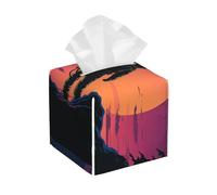 Pu Leather Cube Tissue Box Holders Modern Waterproof Square Tissue Box Cover Cool Astronaut Facial Paper Holder For Bathroom Kitchen Nightstand Office Home Decor