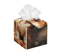 Pu Leather Cube Tissue Box Holders Modern Waterproof Square Tissue Box Cover Corgi Dog Facial Paper Holder For Bathroom Kitchen Nightstand Office Home Decor