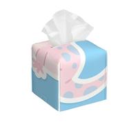 Pu Leather Cube Tissue Box Holders Modern Waterproof Square Tissue Box Cover Cute Axolotl Print Facial Paper Holder for Bathroom Kitchen Nightstand Office Home Decor