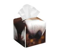 Pu Leather Cube Tissue Box Holders Modern Waterproof Square Tissue Box Cover Cute Beagle Facial Paper Holder For Bathroom Kitchen Nightstand Office Home Decor