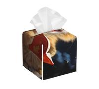 Pu Leather Cube Tissue Box Holders Modern Waterproof Square Tissue Box Cover Cute Cat Sing Christmas Carols Facial Paper Holder For Bathroom Kitchen Nightstand Office Home Decor