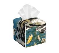 Pu Leather Cube Tissue Box Holders Modern Waterproof Square Tissue Box Cover Cute Dalmatian Facial Paper Holder for Bathroom Kitchen Nightstand Office Home Decor