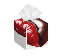 Pu Leather Cube Tissue Box Holders Modern Waterproof Square Tissue Box Cover Cute Graphic Red Lips Facial Paper Holder For Bathroom Kitchen Nightstand Office Home Decor