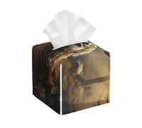 Pu Leather Cube Tissue Box Holders Modern Waterproof Square Tissue Box Cover Deer Hunting Season Facial Paper Holder for Bathroom Kitchen Nightstand Office Home Decor