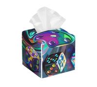 Pu Leather Cube Tissue Box Holders Modern Waterproof Square Tissue Box Cover Dice Graphics Facial Paper Holder For Bathroom Kitchen Nightstand Office Home Decor