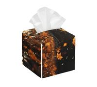 Pu Leather Cube Tissue Box Holders Modern Waterproof Square Tissue Box Cover Fallen Leaves Flying Facial Paper Holder For Bathroom Kitchen Nightstand Office Home Decor