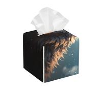 Pu Leather Cube Tissue Box Holders Modern Waterproof Square Tissue Box Cover Fantasy Wolf Facial Paper Holder For Bathroom Kitchen Nightstand Office Home Decor