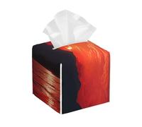 Pu Leather Cube Tissue Box Holders Modern Waterproof Square Tissue Box Cover Fiery Red Sunset Facial Paper Holder For Bathroom Kitchen Nightstand Office Home Decor