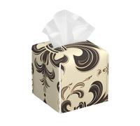 Pu Leather Cube Tissue Box Holders Modern Waterproof Square Tissue Box Cover Fleur-De-Lis And Coat Arms Knight Facial Paper Holder For Bathroom Kitchen Nightstand Office Home Decor