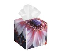 Pu Leather Cube Tissue Box Holders Modern Waterproof Square Tissue Box Cover Flower Blossom Facial Paper Holder For Bathroom Kitchen Nightstand Office Home Decor
