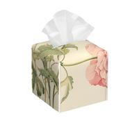 Pu Leather Cube Tissue Box Holders Modern Waterproof Square Tissue Box Cover Flower Illustration Facial Paper Holder For Bathroom Kitchen Nightstand Office Home Decor