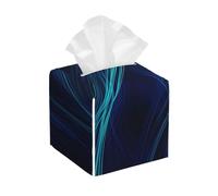Pu Leather Cube Tissue Box Holders Modern Waterproof Square Tissue Box Cover Free Flowing Lines Facial Paper Holder For Bathroom Kitchen Nightstand Office Home Decor