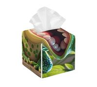 Pu Leather Cube Tissue Box Holders Modern Waterproof Square Tissue Box Cover Frog with Mouth Open Cartoon Facial Paper Holder for Bathroom Kitchen Nightstand Office Home Decor