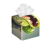 Pu Leather Cube Tissue Box Holders Modern Waterproof Square Tissue Box Cover Frog with Mouth Open Facial Paper Holder for Bathroom Kitchen Nightstand Office Home Decor