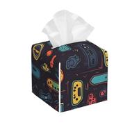 Pu Leather Cube Tissue Box Holders Modern Waterproof Square Tissue Box Cover Game Video Gaming Pattern Facial Paper Holder for Bathroom Kitchen Nightstand Office Home Decor