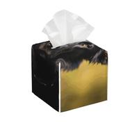 Pu Leather Cube Tissue Box Holders Modern Waterproof Square Tissue Box Cover German Shepherd Dog Facial Paper Holder for Bathroom Kitchen Nightstand Office Home Decor