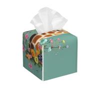 Pu Leather Cube Tissue Box Holders Modern Waterproof Square Tissue Box Cover Giraffe With Flowers Facial Paper Holder For Bathroom Kitchen Nightstand Office Home Decor