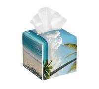Pu Leather Cube Tissue Box Holders Modern Waterproof Square Tissue Box Cover Hawaiian Style Print Pattern Facial Paper Holder for Bathroom Kitchen Nightstand Office Home Decor