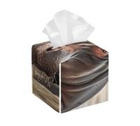 Pu Leather Cube Tissue Box Holders Modern Waterproof Square Tissue Box Cover Hippopotamus In Water Facial Paper Holder For Bathroom Kitchen Nightstand Office Home Decor
