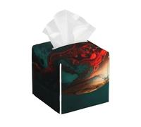 Pu Leather Cube Tissue Box Holders Modern Waterproof Square Tissue Box Cover Marble Ball Facial Paper Holder For Bathroom Kitchen Nightstand Office Home Decor