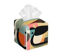 Pu Leather Cube Tissue Box Holders Modern Waterproof Square Tissue Box Cover Mid-Century Modern Art Cat Facial Paper Holder for Bathroom Kitchen Nightstand Office Home Decor