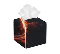Pu Leather Cube Tissue Box Holders Modern Waterproof Square Tissue Box Cover Mountain Road At Night Facial Paper Holder For Bathroom Kitchen Nightstand Office Home Decor