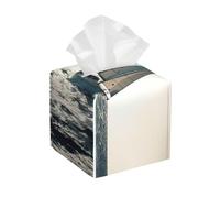 Pu Leather Cube Tissue Box Holders Modern Waterproof Square Tissue Box Cover Ocean Sailing Facial Paper Holder For Bathroom Kitchen Nightstand Office Home Decor