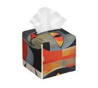 Pu Leather Cube Tissue Box Holders Modern Waterproof Square Tissue Box Cover Orange Red Eyes Cat Facial Paper Holder for Bathroom Kitchen Nightstand Office Home Decor