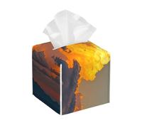 Pu Leather Cube Tissue Box Holders Modern Waterproof Square Tissue Box Cover Orange Sky Facial Paper Holder for Bathroom Kitchen Nightstand Office Home Decor